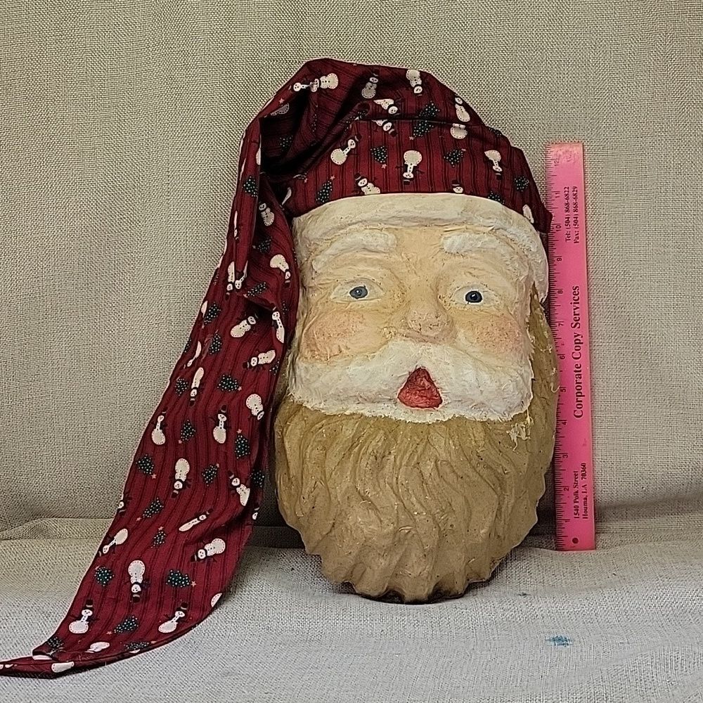 Vintage 1950s Paper Mache SANTA HEAD‎ 13 " 3-D Wall Hanging/tree topper/mask
